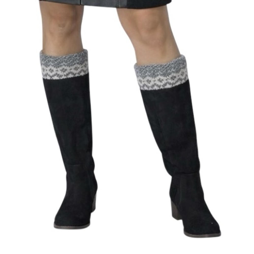 Sweater Boot Cuff One Size Gray Cream Off White Diamond Design MeMoi Legwear New